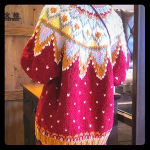 Knitted Pullover Sweater Colored Red